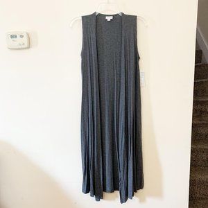 LuLaRoe Joy Duster Vest Ribbed Grey XS